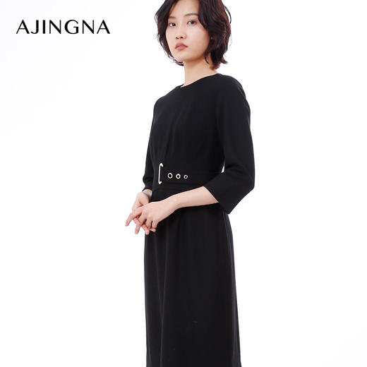 【积分兑换】阿菁娜秋冬羊毛收腰显瘦小黑裙连衣裙A23Q112087 商品图2