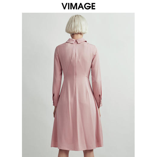 VIMAGE纬漫纪秋款时尚通勤纯色百搭修身收腰显瘦连衣裙女V1407018 商品图4
