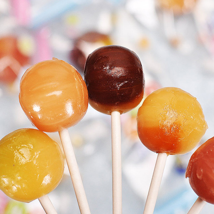 日本进口秋山制50g什锦水果味果汁棒棒糖5根装