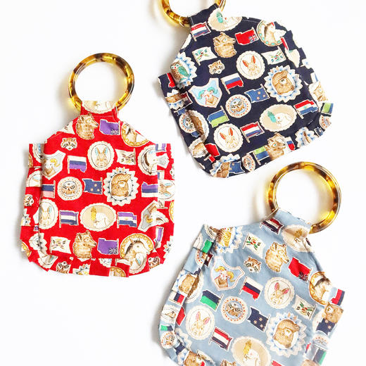 HUJI祤集荷叶边圆环柄手提包插画旗帜动物肖像画 商品图1