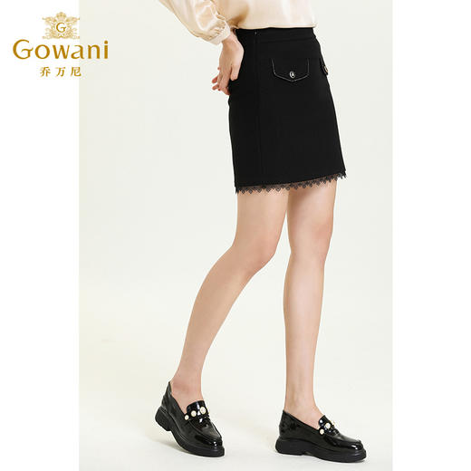 乔万尼半裙秋季新款小香风半裙设计感小众裙子拼接黑色半身裙ES3D516 商品图2