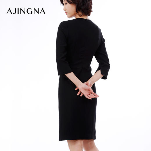 【积分兑换】阿菁娜秋冬羊毛收腰显瘦小黑裙连衣裙A23Q112087 商品图4