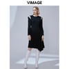 VIMAGE纬漫纪秋款纯色百搭显瘦收腰不规则下摆连衣裙女V1407021 商品缩略图1