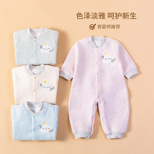 贝贝怡婴幼儿童装新款连体春秋衣可爱爬服哈衣男女宝宝加厚睡衣214L484
 商品图3