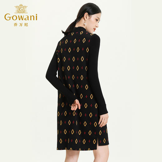 乔万尼秋冬长袖连衣裙气质羊毛时尚修身显瘦中长裙ES4E302 商品图3