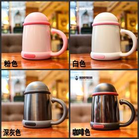 现货  正品韩国杯具熊猫咪商务保温杯不锈钢真空双层玻璃杯办公家用带手柄茶漏泡茶杯子