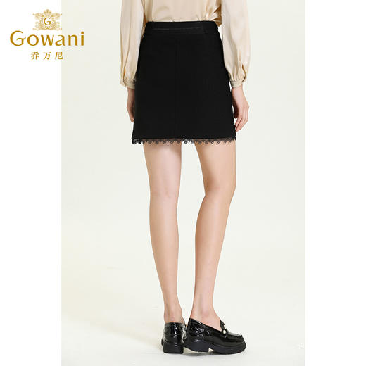 乔万尼半裙秋季新款小香风半裙设计感小众裙子拼接黑色半身裙ES3D516 商品图3