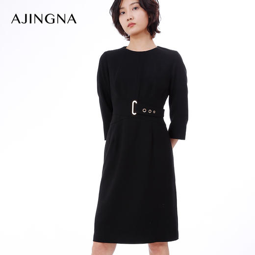 【积分兑换】阿菁娜秋冬羊毛收腰显瘦小黑裙连衣裙A23Q112087 商品图3