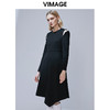 VIMAGE纬漫纪秋款纯色百搭显瘦收腰不规则下摆连衣裙女V1407021 商品缩略图3
