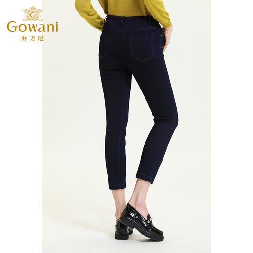 乔万尼新款牛仔蓝显瘦简约大气撞钉工艺气质舒适修身铅笔裤ES3F531 商品图3