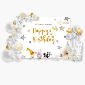 动物气球主题背景宝宝宴生日派对装饰场景背景墙