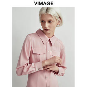 VIMAGE纬漫纪秋款时尚通勤纯色百搭修身收腰显瘦连衣裙女V1407018
