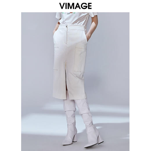 VIMAGE纬漫纪秋季新款气质洋气百搭显瘦包臀开叉半身裙女裙V1406012 商品图2