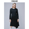 VIMAGE纬漫纪秋款纯色百搭显瘦收腰不规则下摆连衣裙女V1407021 商品缩略图4