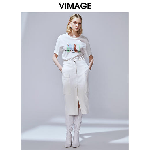 VIMAGE纬漫纪秋季新款气质洋气百搭显瘦包臀开叉半身裙女裙V1406012 商品图1