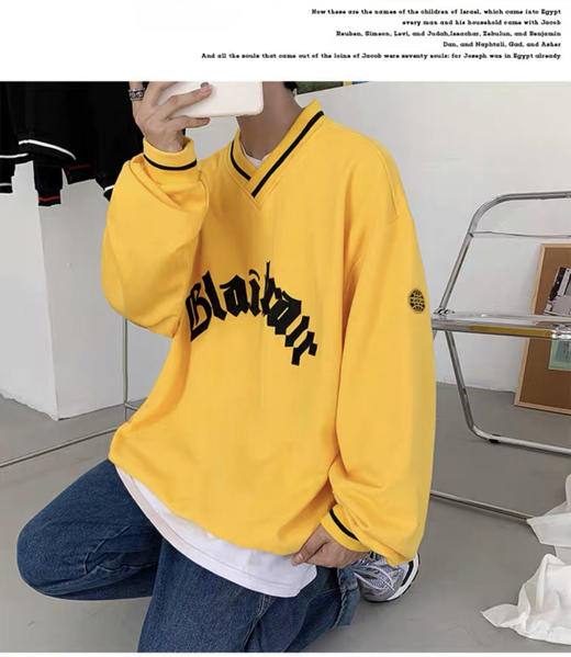 春秋季美式街头复古字母棒球风oversize卫衣男港风ins上衣潮 商品图4