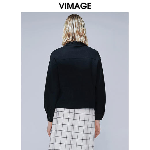  VIMAGE纬漫纪秋款时尚休闲舒适翻领纯色显瘦百搭卫衣上衣女V1413013 商品图4