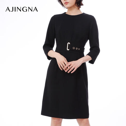 【积分兑换】阿菁娜秋冬羊毛收腰显瘦小黑裙连衣裙A23Q112087 商品图1