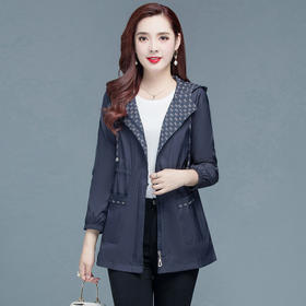 WE-KL20B228 时尚风衣外套女中长款2020秋装新款修身连帽气质减龄长袖薄款大衣