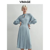 VIMAGE纬漫纪秋款时尚舒适修身显瘦纯色百搭A摆连衣裙女V1407019 商品缩略图2