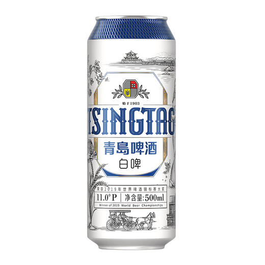 【全国仓】青岛啤酒（Tsingtao）新款白啤11度500ml*12听 商品图1