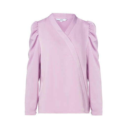 VIMAGE纬漫纪秋季新款时尚复古泡泡袖斜襟V领直筒显瘦上衣女V1413010 商品图4