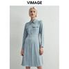 VIMAGE纬漫纪秋款时尚通勤纯色百搭修身收腰显瘦连衣裙女V1407018 商品缩略图7