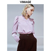 VIMAGE纬漫纪秋季新款时尚复古泡泡袖斜襟V领直筒显瘦上衣女V1413010 商品缩略图2