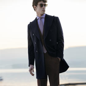 Stylbiella 羊绒羊毛深蓝色切斯菲尔德大衣