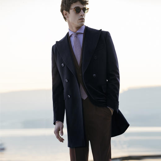 Stylbiella 羊绒羊毛深蓝色切斯菲尔德大衣 商品图0