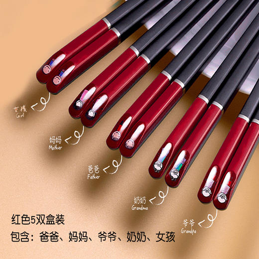 一人一双 专人专色 高温xiao  du不变形不掉色一人一色家庭装筷 商品图13