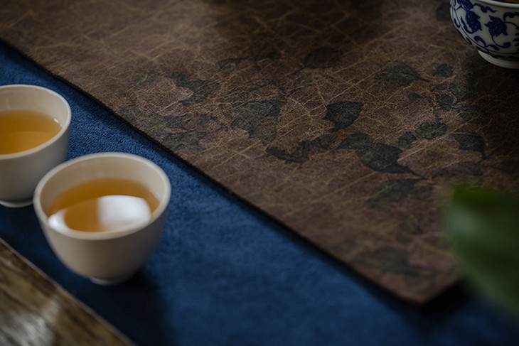 茶香记香云纱茶席布古风印染小茶席金樱子山水间古朴雅致