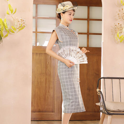 DLQ-2610新款优雅气质年轻款复古旗袍改良版连衣裙 商品图0