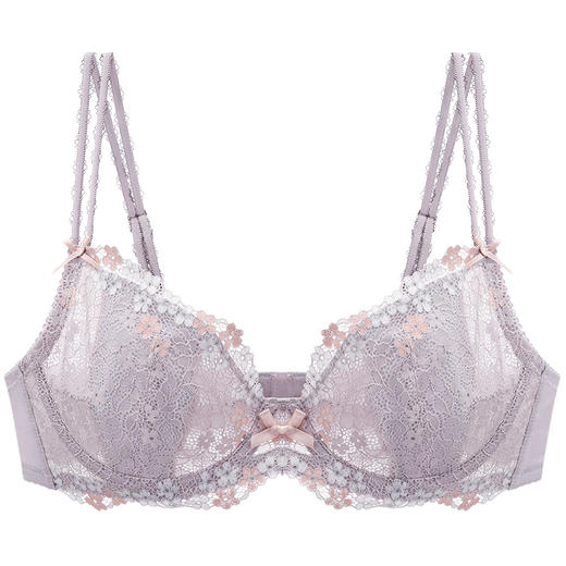 奶糖派大胸显小超薄花影性感蕾丝初秋薄款舒适上托少女大码内衣 商品图1