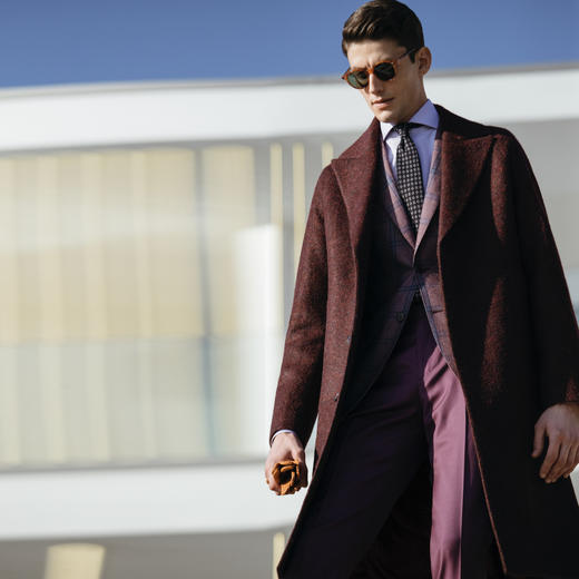 Stylbiella 羊驼绒羊毛蚕丝马海毛红色切斯菲尔德大衣 商品图0