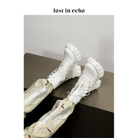 【微瑕疵不退不换】戚薇同款 lost in echo 设计师原创 多绑带牛津冲孔马丁靴