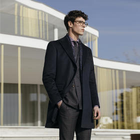 Stylbiella 纯羊绒深蓝色切斯菲尔德大衣