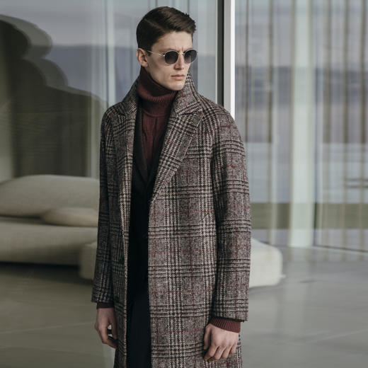 Stylbiella 羊驼绒羊毛蚕丝马海毛浅棕色切斯菲尔德大衣 商品图0