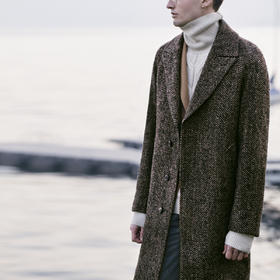 Stylbiella 澳洲美丽诺羊毛棕色切斯菲尔德大衣