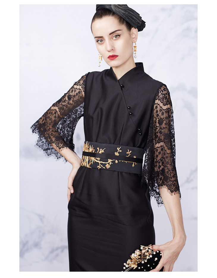 盖娅传说女士改良旗袍蕾丝连衣裙g21740403