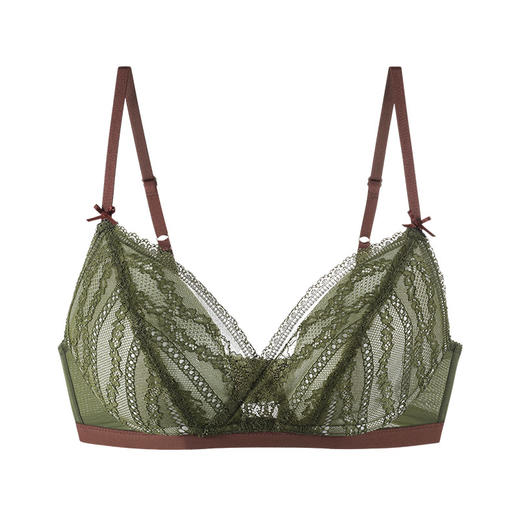 奶糖派大罩杯无钢圈文胸三角杯美背薄款大胸内衣西西里清沙绿 商品图1