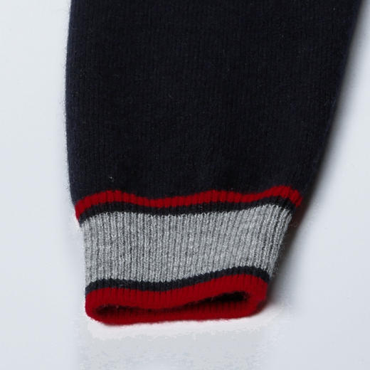 METTE羊绒世家童装100%山羊绒衫中大童男宝圆领撞色内搭保暖毛衣 商品图5