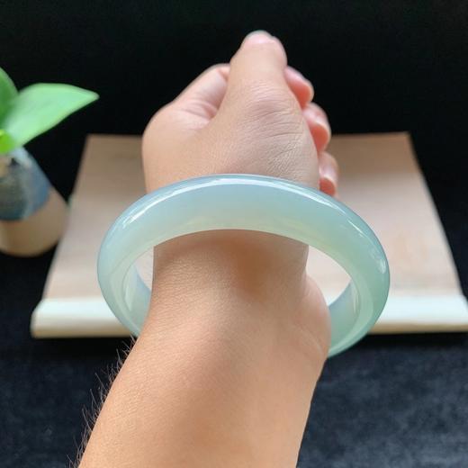冰蓝正圈手镯57圈口57613578mm翡翠冰种蓝水正圈手镯种好水足
