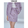 VIMAGE纬漫纪秋款时尚个性双排扣高腰包臀一字裙短裙女V1406032 商品缩略图0