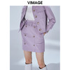 VIMAGE纬漫纪秋款时尚个性双排扣高腰包臀一字裙短裙女V1406032 商品缩略图2