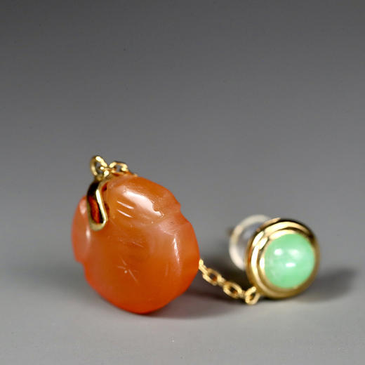 清代红玛瑙钱袋“财源滚滚”耳环 商品图2