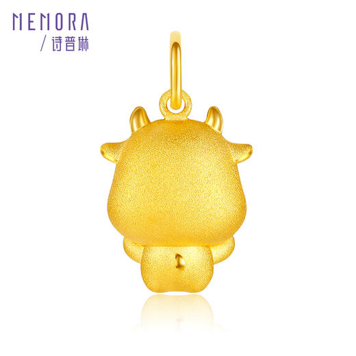 牛转乾坤系列足金乖乖牛吊坠黄金小牛生肖喷砂挂坠hp421101