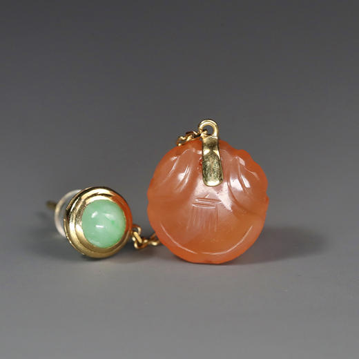 清代红玛瑙钱袋“财源滚滚”耳环 商品图1