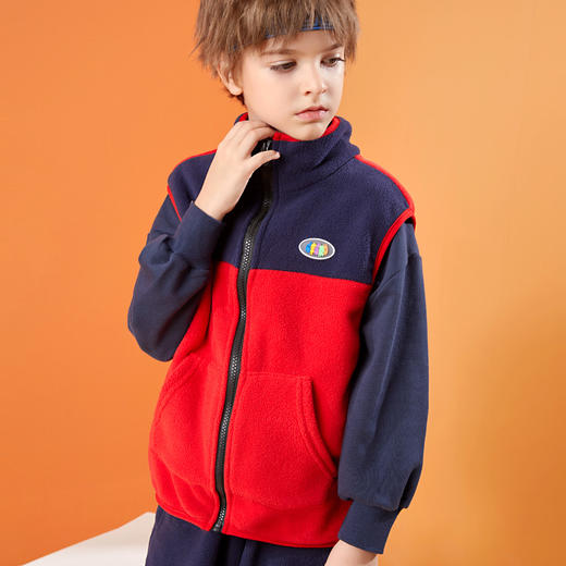 龙之涵亲子拼色摇粒绒马甲中大童亲子款时尚 商品图6