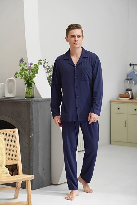 MH竹纤维男士翻领开衫家居套18046 商品图1